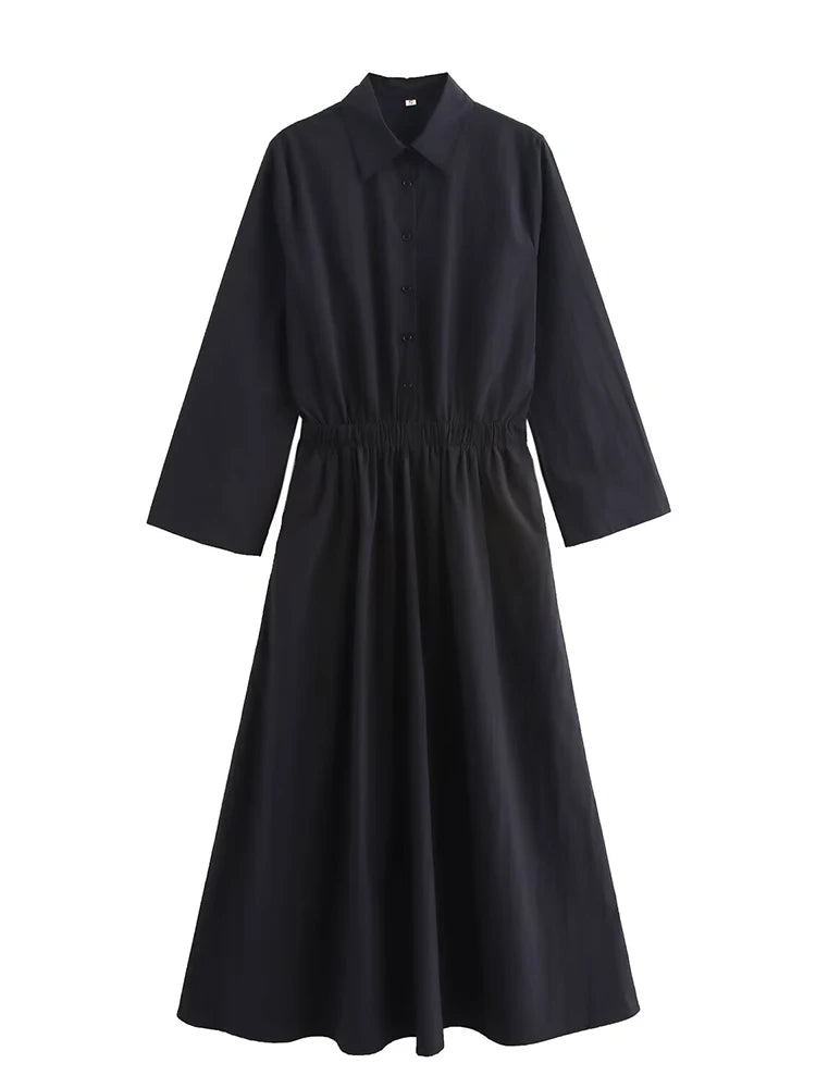 Vestido camisero con bolsillos para mujer