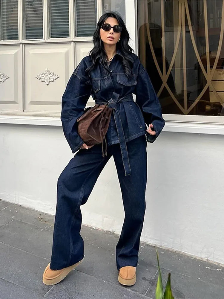 Conjunto de Mezclilla para Mujer – 2 Piezas con Chaqueta y Pantalón