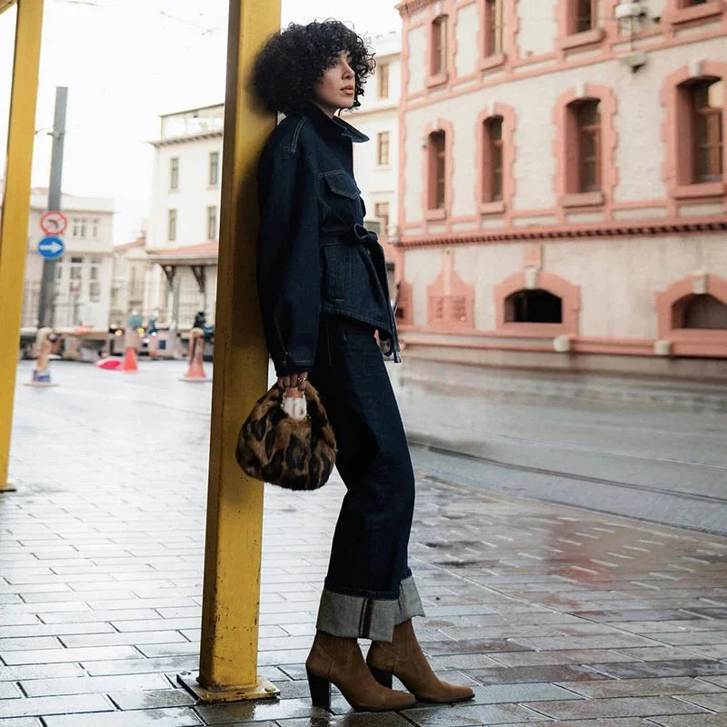 Conjunto de Mezclilla para Mujer – 2 Piezas con Chaqueta y Pantalón