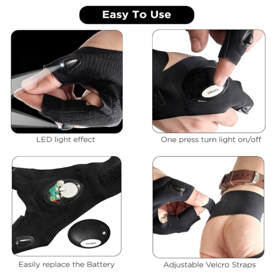 Guante Luz Led Camping Carro Pesca