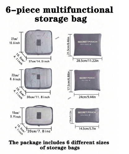 Set Kit Organizador Para Viaje 6 Piezas