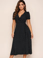 Vestido Midi Negro con Lunares Blancos