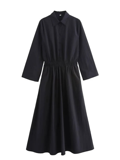 Vestido camisero con bolsillos para mujer