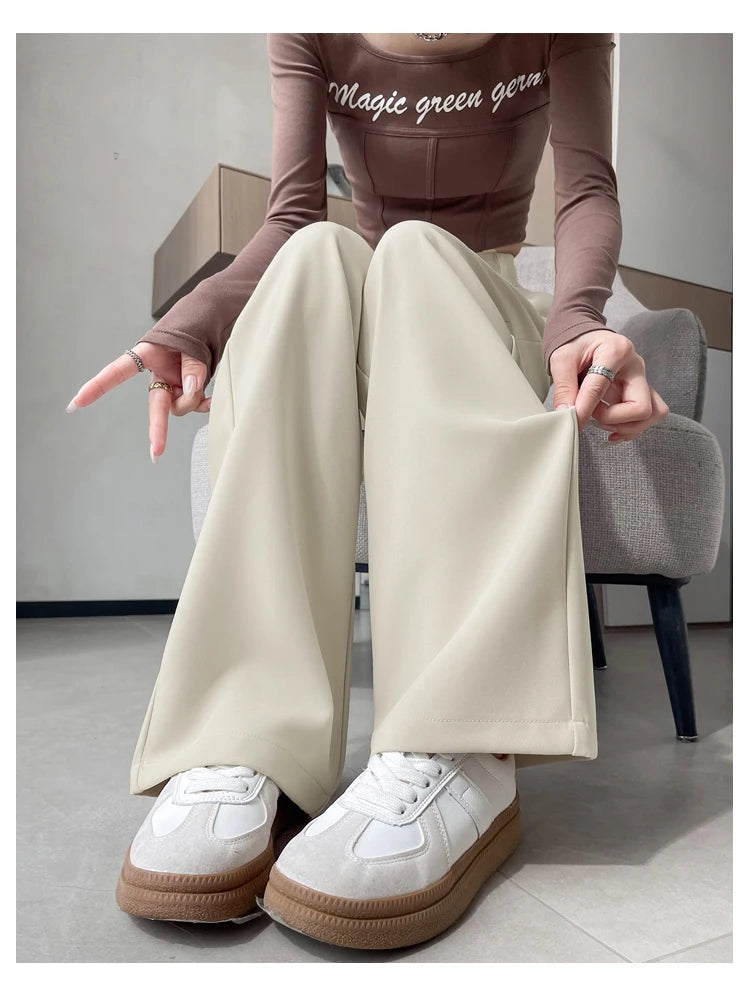 Pantalones de Mujer de Talle Alto con Botones – Estilo Pierna Ancha