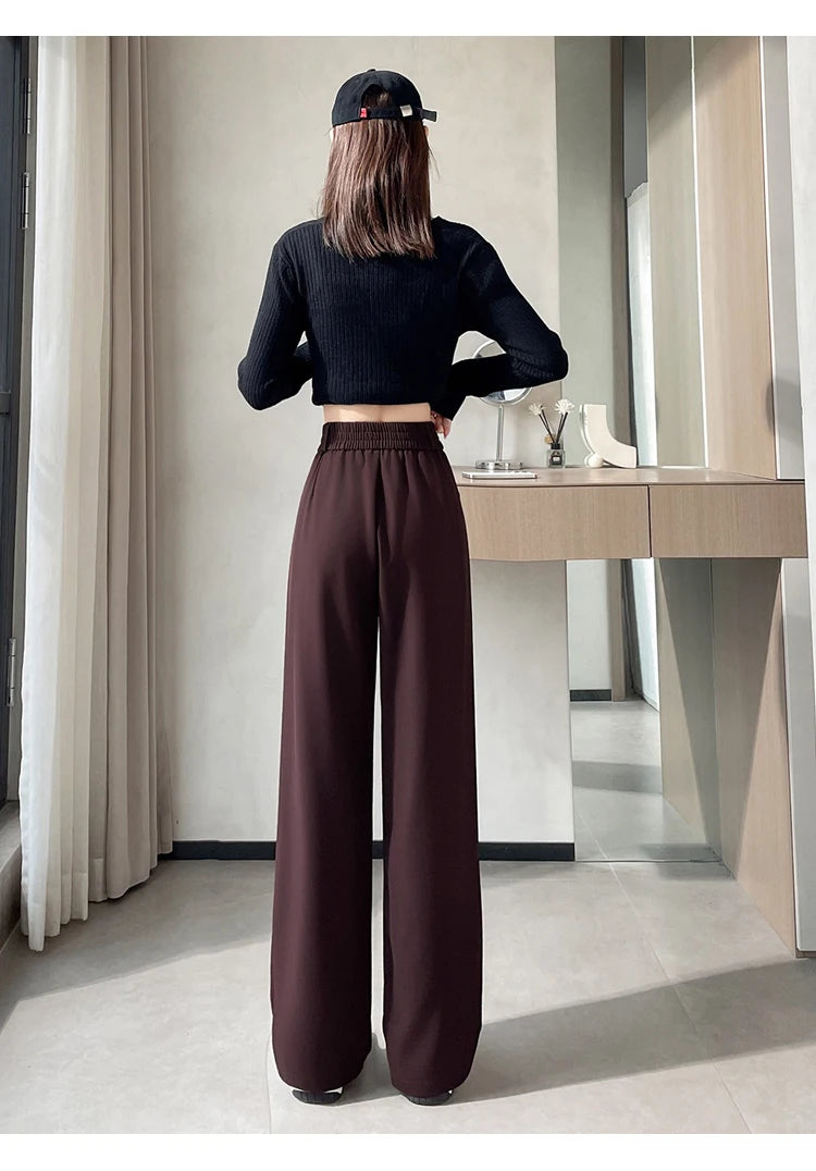 Pantalones de Mujer de Talle Alto con Botones – Estilo Pierna Ancha