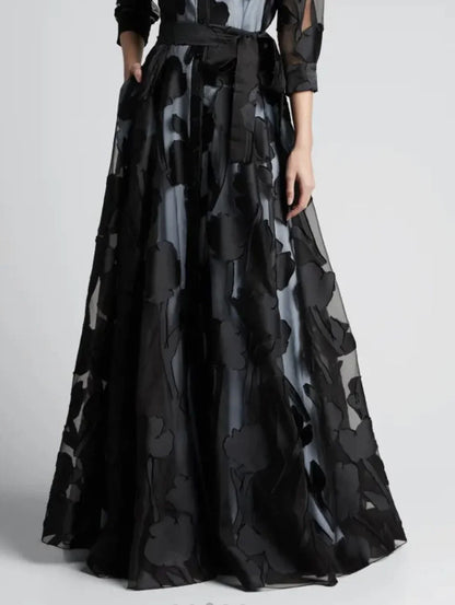 Vestido largo con cinturón para mujer