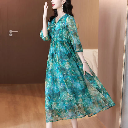 Vestido Maxi de Seda Floral – Verano 2024