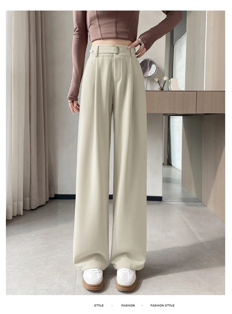 Pantalones de Mujer de Talle Alto con Botones – Estilo Pierna Ancha