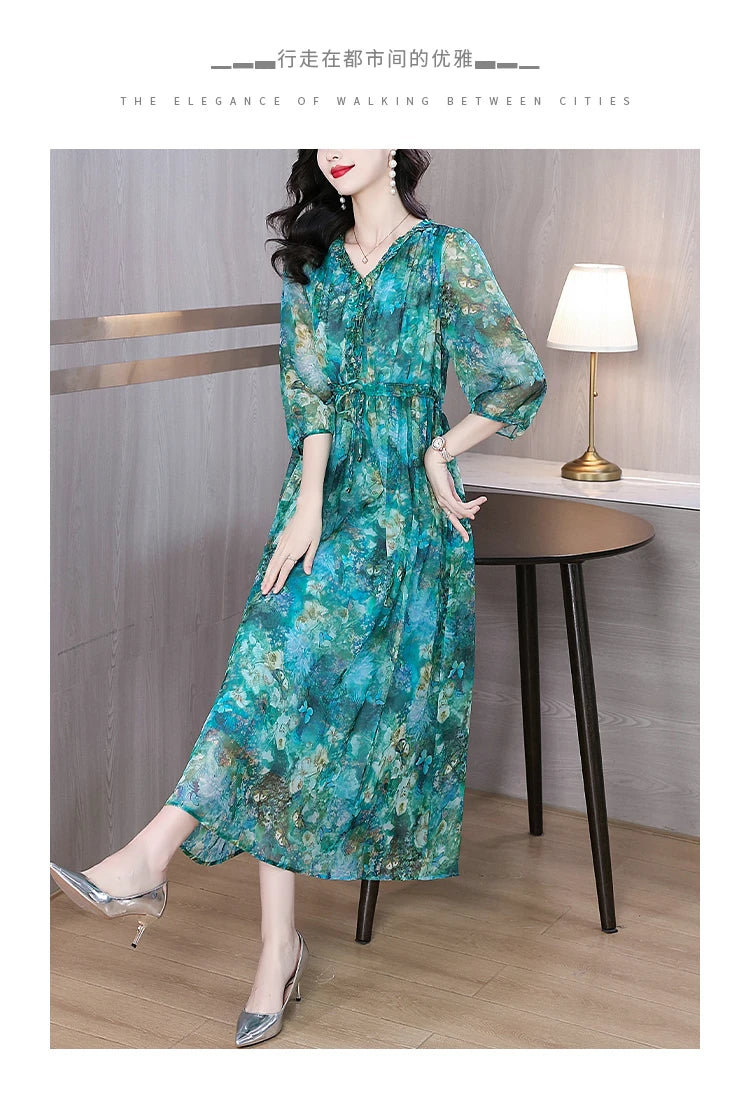 Vestido Maxi de Seda Floral – Verano 2024