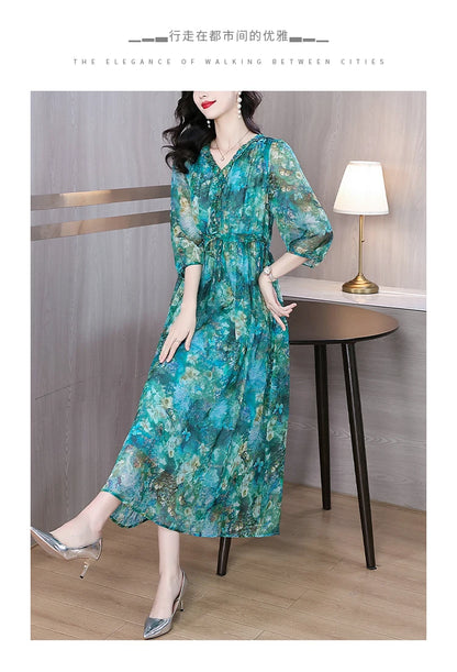 Vestido Maxi de Seda Floral – Verano 2024