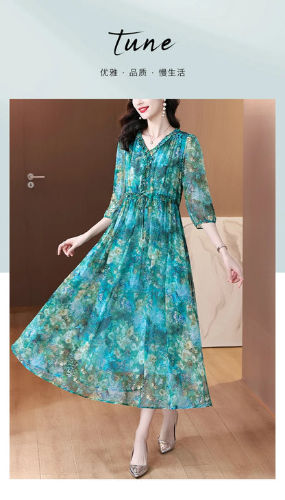 Vestido Maxi de Seda Floral – Verano 2024