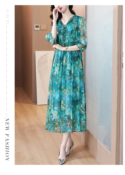 Vestido Maxi de Seda Floral – Verano 2024