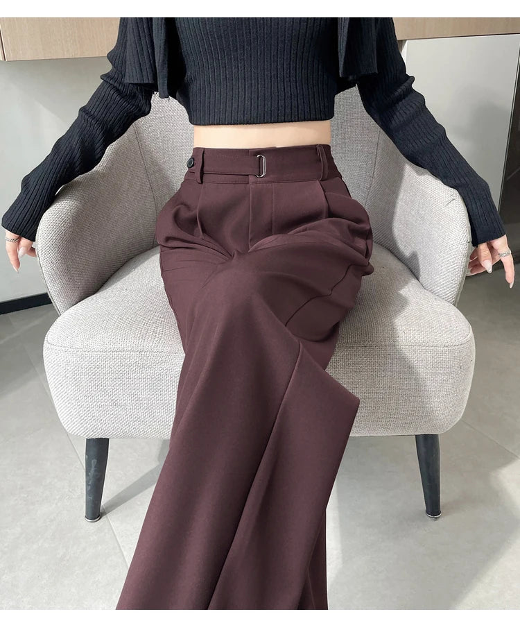 Pantalones de Mujer de Talle Alto con Botones – Estilo Pierna Ancha