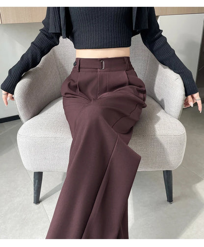 Pantalones de Mujer de Talle Alto con Botones – Estilo Pierna Ancha