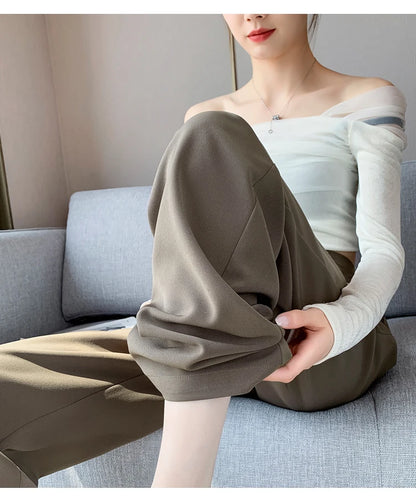 Pantalones de Mujer de Talle Alto con Botones – Estilo Pierna Ancha