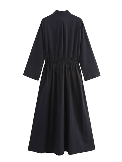 Vestido camisero con bolsillos para mujer