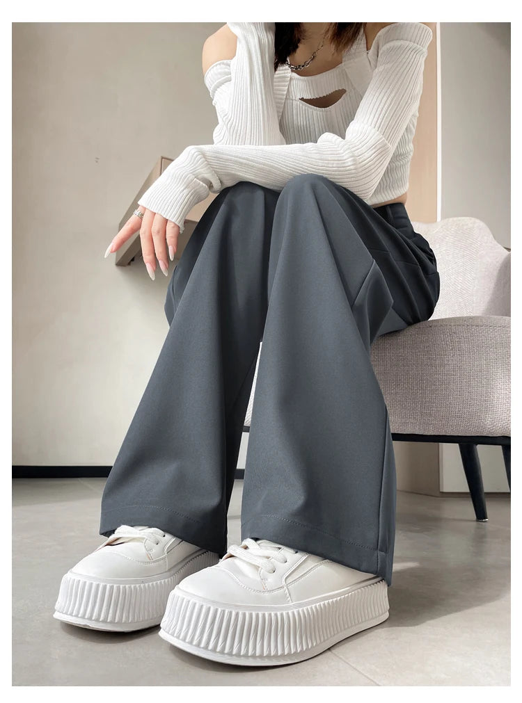 Pantalones de Mujer de Talle Alto con Botones – Estilo Pierna Ancha