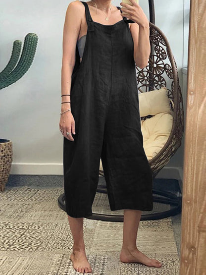 Women Adjustable Strap Loose Overalls Casual Female Solid Color Backless Wide Leg Pant Jumpsuits JYFS-JY1301