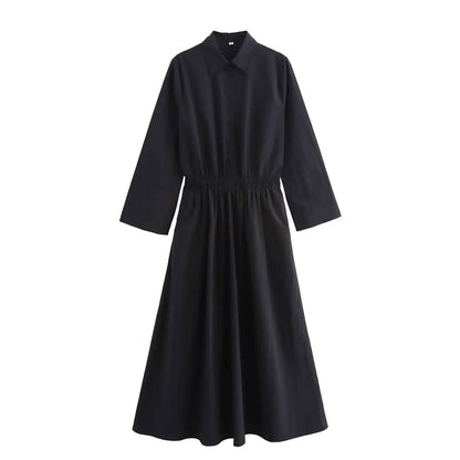 Vestido camisero con bolsillos para mujer