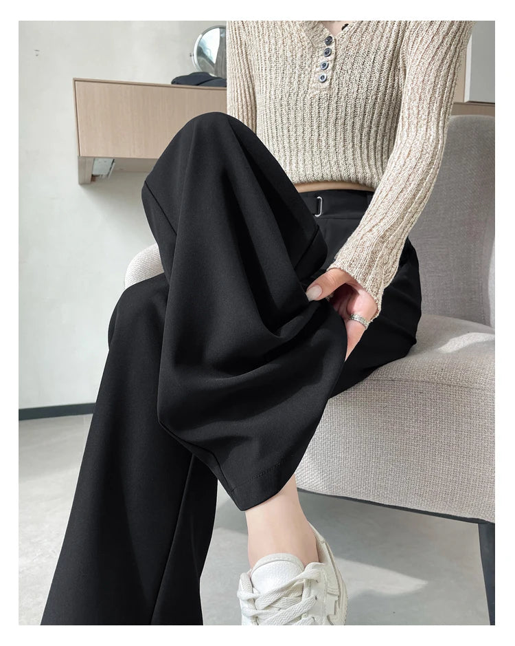 Pantalones de Mujer de Talle Alto con Botones – Estilo Pierna Ancha