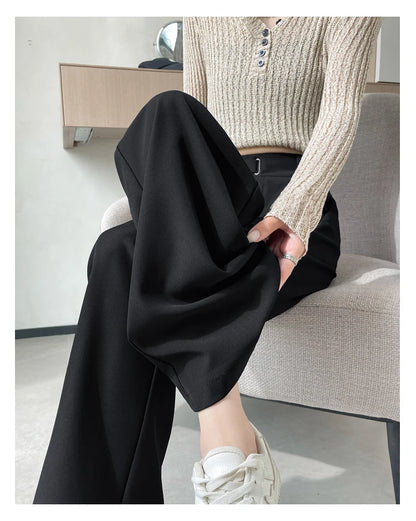 Pantalones de Mujer de Talle Alto con Botones – Estilo Pierna Ancha