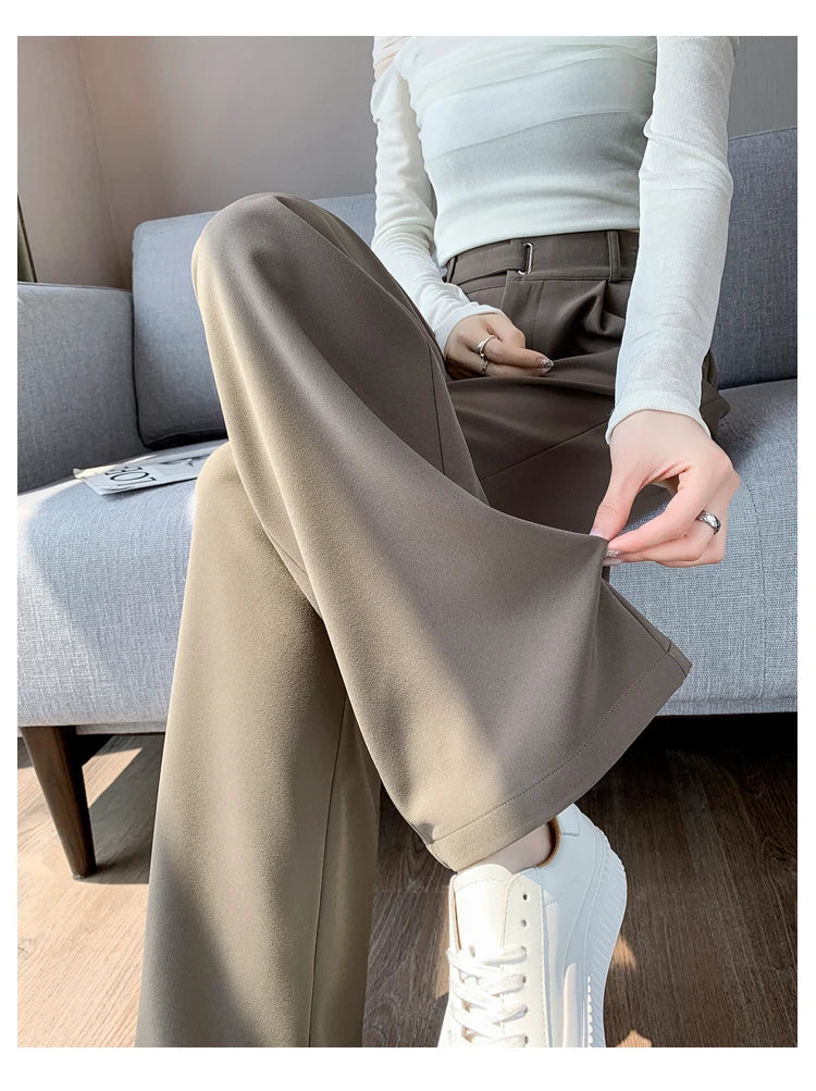 Pantalones de Mujer de Talle Alto con Botones – Estilo Pierna Ancha