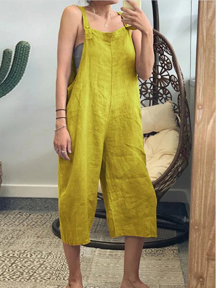 Women Adjustable Strap Loose Overalls Casual Female Solid Color Backless Wide Leg Pant Jumpsuits JYFS-JY1301