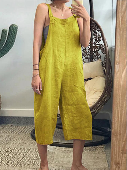 Women Adjustable Strap Loose Overalls Casual Female Solid Color Backless Wide Leg Pant Jumpsuits JYFS-JY1301