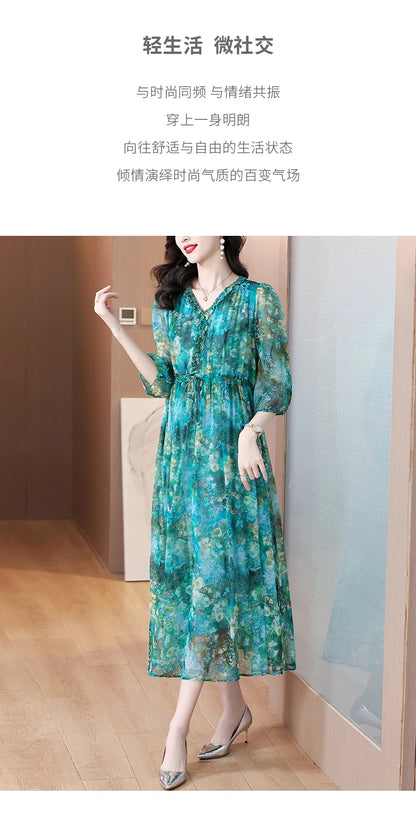 Vestido Maxi de Seda Floral – Verano 2024