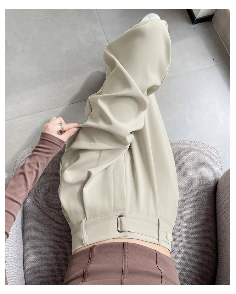 Pantalones de Mujer de Talle Alto con Botones – Estilo Pierna Ancha