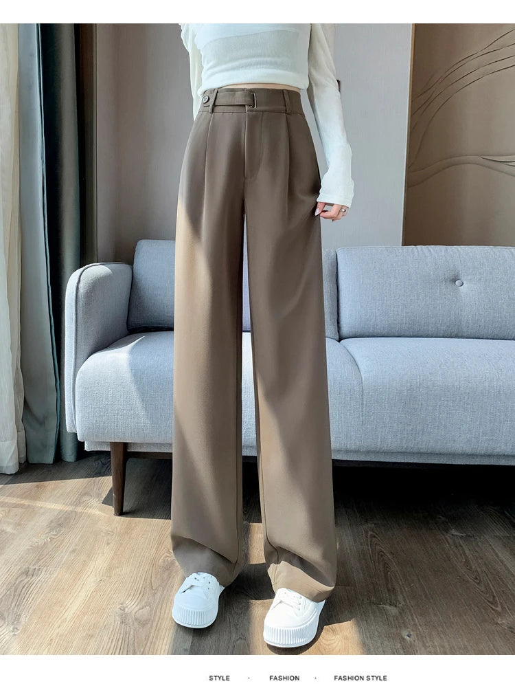 Pantalones de Mujer de Talle Alto con Botones – Estilo Pierna Ancha