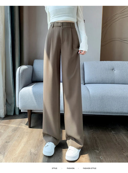 Pantalones de Mujer de Talle Alto con Botones – Estilo Pierna Ancha