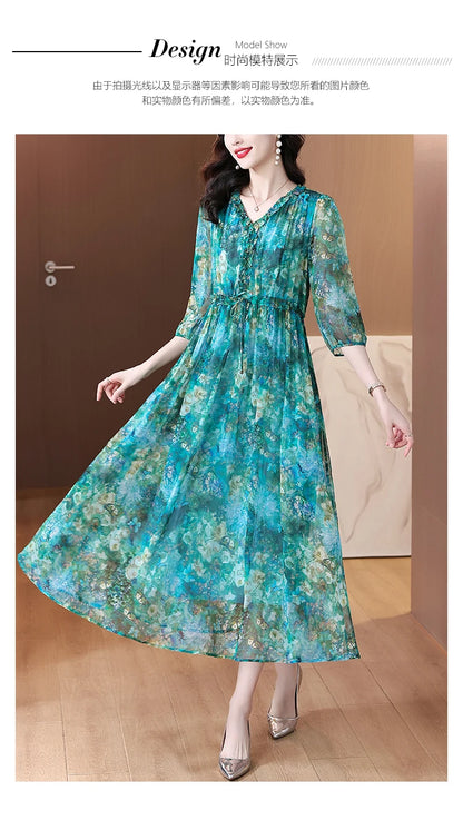 Vestido Maxi de Seda Floral – Verano 2024