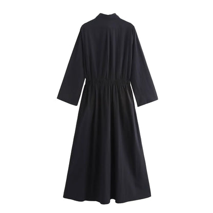 Vestido camisero con bolsillos para mujer