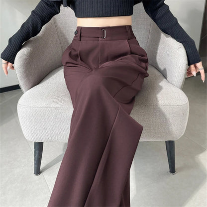 Pantalones de Mujer de Talle Alto con Botones – Estilo Pierna Ancha