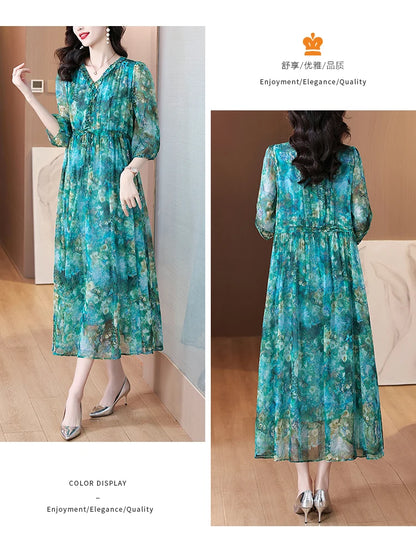 Vestido Maxi de Seda Floral – Verano 2024