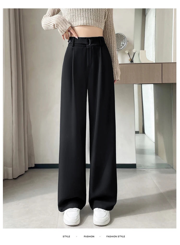 Pantalones de Mujer de Talle Alto con Botones – Estilo Pierna Ancha