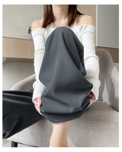 Pantalones de Mujer de Talle Alto con Botones – Estilo Pierna Ancha