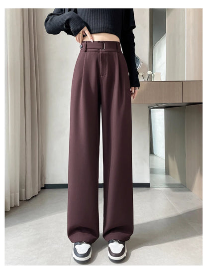 Pantalones de Mujer de Talle Alto con Botones – Estilo Pierna Ancha