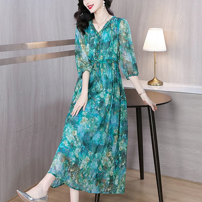 Vestido Maxi de Seda Floral – Verano 2024