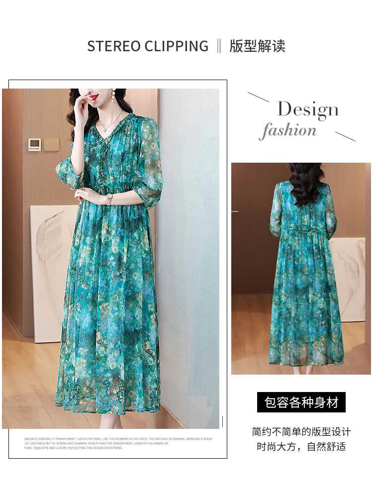 Vestido Maxi de Seda Floral – Verano 2024