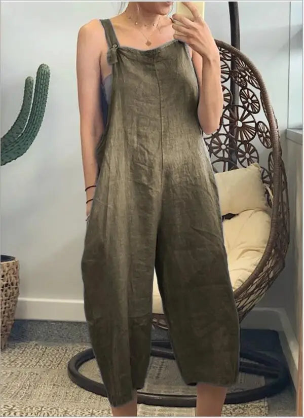 Women Adjustable Strap Loose Overalls Casual Female Solid Color Backless Wide Leg Pant Jumpsuits JYFS-JY1301