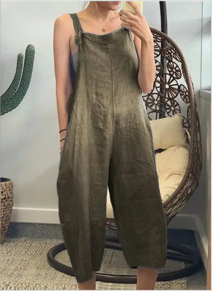 Women Adjustable Strap Loose Overalls Casual Female Solid Color Backless Wide Leg Pant Jumpsuits JYFS-JY1301
