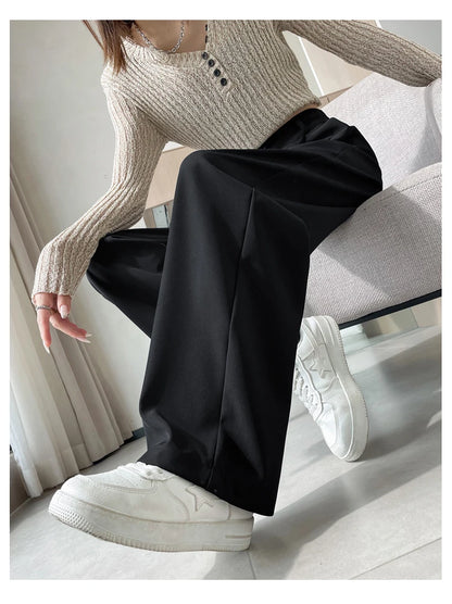 Pantalones de Mujer de Talle Alto con Botones – Estilo Pierna Ancha