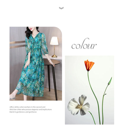 Vestido Maxi de Seda Floral – Verano 2024