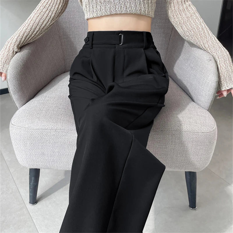 Pantalones de Mujer de Talle Alto con Botones – Estilo Pierna Ancha