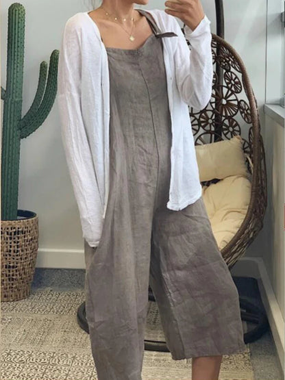 Women Adjustable Strap Loose Overalls Casual Female Solid Color Backless Wide Leg Pant Jumpsuits JYFS-JY1301