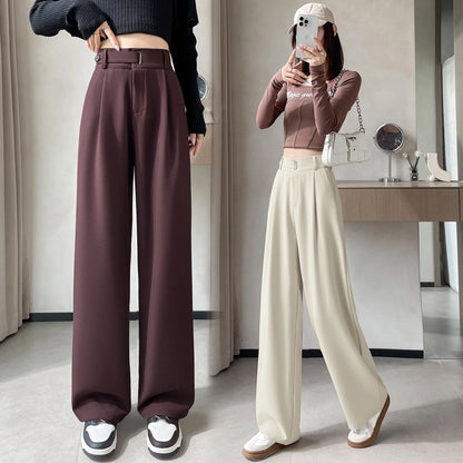 Pantalones de Mujer de Talle Alto con Botones – Estilo Pierna Ancha