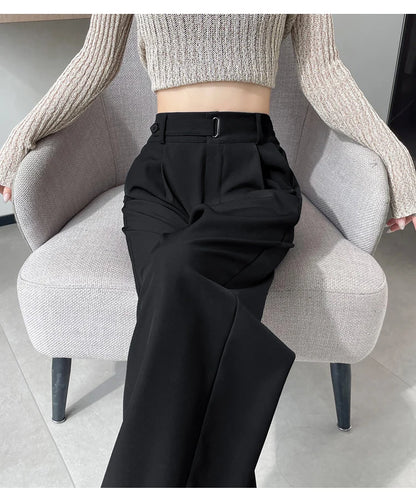 Pantalones de Mujer de Talle Alto con Botones – Estilo Pierna Ancha